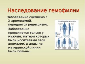 Гемофилия определяется рецессивным признаком. Наследственные заболевания у ребенка: гемофилия