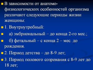 Возрастные периоды женщины, их характеристика Физиологические процессы