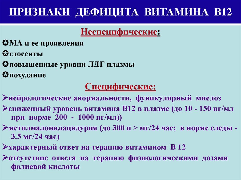 Дефицит в12 симптомы у женщин. Дефицит витамина В12: симптомы, причины и лечение