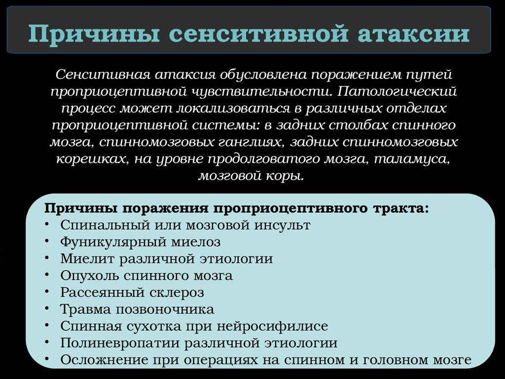 Сенситивная атаксия симптомы. Атаксия: симптомы, клиническая картина, причины. Симптомы сенситивной атаксии